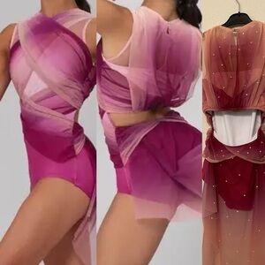 Weissman elite solo dance semi custom costume pink ombre Night Changes 14892 SA